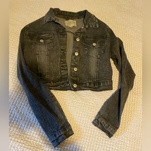 Cropped black denim jacket